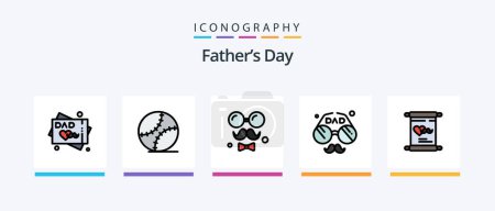 Illustration for Fathers Day Line Filled 5 Icon Pack Including dad. father. wallet. date.. Creative Icons Design - Royalty Free Image
