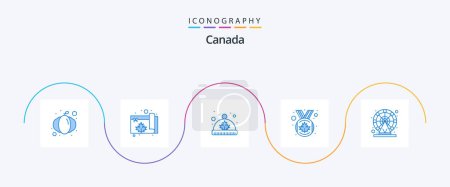 Illustration for Canada Blue 5 Icon Pack Including ferris. canada leaf. canada. medal. award - Royalty Free Image