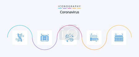 Illustration for Coronavirus Blue 5 Icon Pack Including virus. blood test. case. blood. plasma - Royalty Free Image