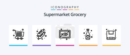 Téléchargez les illustrations : Grocery Line 5 Icon Pack Including pear. fruit. sign. avocado. delivery. Creative Icons Design - en licence libre de droit