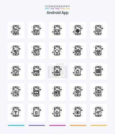 Téléchargez les illustrations : Creative Android App 25 OutLine icon pack  Such As switch. mobile. search. globe. app - en licence libre de droit