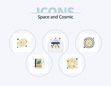 Illustration for Space Flat Icon Pack 5 Icon Design. star. astronomy. astronomy. ufo. ship - Royalty Free Image