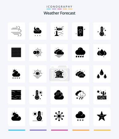 Ilustración de Creative Weather 25 Glyph Solid Black icon pack  Such As haze. weather. weather. temperature. rainy - Imagen libre de derechos