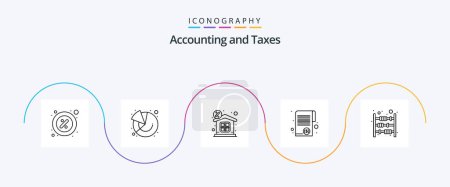 Téléchargez les illustrations : Taxes Line 5 Icon Pack Including tax. finance. graph. document. money - en licence libre de droit