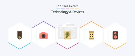 Illustration for Devices 25 Flat icon pack including . laud. sound. woofer. box - Royalty Free Image