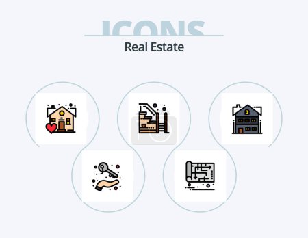 Illustration for Real Estate Line Filled Icon Pack 5 Icon Design. progress. house. home. home. building - Royalty Free Image