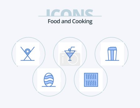 Téléchargez les illustrations : Food Blue Icon Pack 5 Icon Design. . corn. food. pop. food and restaurant - en licence libre de droit