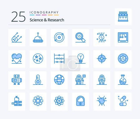 Téléchargez les illustrations : Science 25 Blue Color icon pack including newton. calm. structure. science. dna - en licence libre de droit