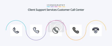 Téléchargez les illustrations : Call Line Filled Flat 5 Icon Pack Including phone. telephone. ring. telephone. call - en licence libre de droit