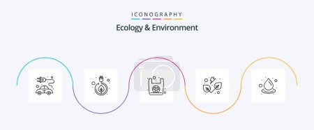 Téléchargez les illustrations : Ecology And Environment Line 5 Icon Pack Including ecology. nature. organic. natural. leaf - en licence libre de droit