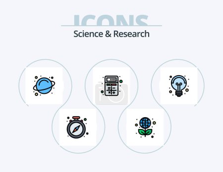 Ilustración de Línea de ciencia llena Icon Pack 5 Icon Design. Tiempo. Detente. interacción. Pausa. laboratorio - Imagen libre de derechos