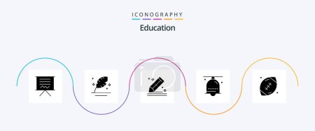 Illustration for Education Glyph 5 Icon Pack Including hand bell. alarm. quill. stationery. pencil - Royalty Free Image