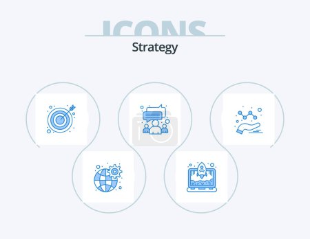 Ilustración de Estrategia Blue Icon Pack 5 Icon Design. Gráfico. analítica. Objetivo. Equipo. grupo - Imagen libre de derechos