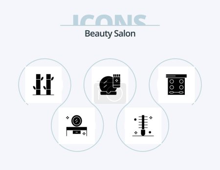 Téléchargez les illustrations : Beauty Salon Glyph Icon Pack 5 Icon Design. makeover. face compact. hair. face base. spa - en licence libre de droit