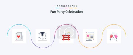 Illustration for Party Flat 5 Icon Pack Including party. party. dynamite. kid. gift card - Royalty Free Image