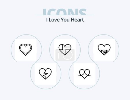 Téléchargez les illustrations : Heart Line Icon Pack 5 Icon Design. heart. denied. favorite. love - en licence libre de droit