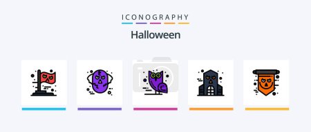Illustration for Halloween Line Filled 5 Icon Pack Including bomb. halloween. apple. christ. bible. Creative Icons Design - Royalty Free Image