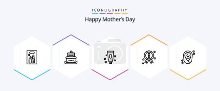 Téléchargez les illustrations : Happy Mothers Day 25 Pack icône de ligne, y compris. certificat. gâteau de mariage. médaille. dentifrice - en licence libre de droit