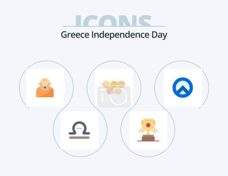 Illustration for Greece Independence Day Flat Icon Pack 5 Icon Design. greece. shield. greek. olympic games. greece - Royalty Free Image