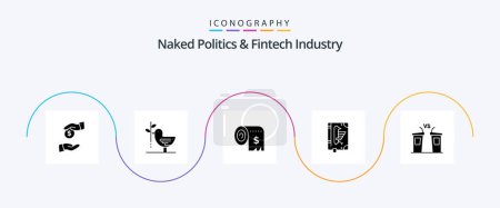 Illustration for Naked Politics And Fintech Industry Glyph 5 Icon Pack Including declaration. codex. pacifism. book. expenses - Royalty Free Image