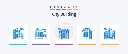 Illustration for City Building Blue 5 Icon Pack Including . business. place. building. building. Creative Icons Design - Royalty Free Image