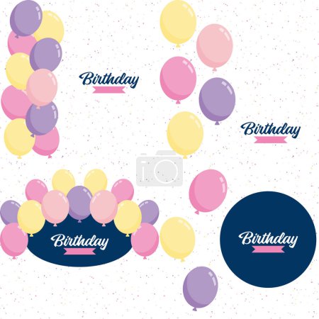 Illustration for ColorfulHappy Birthday announcement poster. flyer. and greeting card in a flat style vector illustration - Royalty Free Image