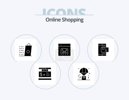 Illustration for Online Shopping Glyph Icon Pack 5 Icon Design. online. business. shopping. banking. shop - Royalty Free Image
