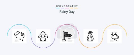 Ilustración de Rainy Line 5 Icon Pack Including weather. rainy. wind. day. rainy - Imagen libre de derechos