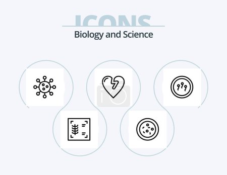 Illustration for Biology Line Icon Pack 5 Icon Design. cell. biochemistry. biology. science. biology - Royalty Free Image