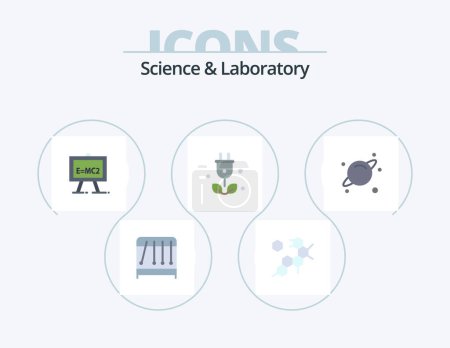 Illustration for Science Flat Icon Pack 5 Icon Design. . science. science. planet. green - Royalty Free Image