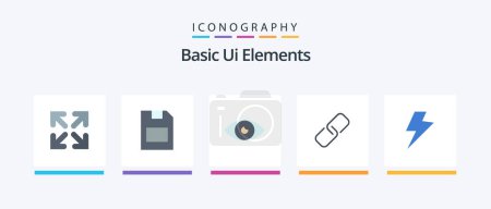 Ilustración de Basic Ui Elements Flat 5 Icon Pack Including charg. metal. basic icon. pin. clip. Creative Icons Design - Imagen libre de derechos