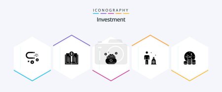 Illustration for Investment 25 Glyph icon pack including investment. investor. insurance. investment. saving - Royalty Free Image