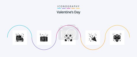 Illustration for Valentines Day Glyph 5 Icon Pack Including flower. love. suitcase. heart. celebration - Royalty Free Image
