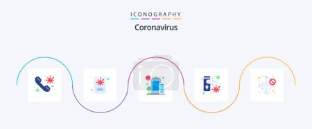Illustration for Coronavirus Flat 5 Icon Pack Including travel. bacteria. building. safety. doorknob - Royalty Free Image