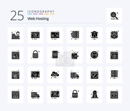 Illustration for Web Hosting 25 Solid Glyph icon pack including . home page. computer. home. star - Royalty Free Image