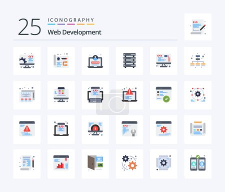 Ilustración de Web Development 25 Flat Color icon pack including management. data. web. web. server - Imagen libre de derechos