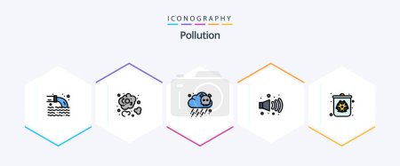 Ilustración de Contaminación 25 paquete de iconos de FilledLine incluyendo. contaminación. venenoso. gas. contaminación - Imagen libre de derechos