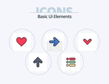 Illustration for Basic Ui Elements Line Filled Icon Pack 5 Icon Design. task. interface. arrow. information. i - Royalty Free Image