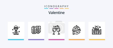 Téléchargez les illustrations : Valentine Line 5 Icon Pack Including love. heard. bakery. wedding. merroir. Creative Icons Design - en licence libre de droit