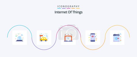 Illustration for Internet Of Things Flat 5 Icon Pack Including . smart. wifi. machine. wifi - Royalty Free Image