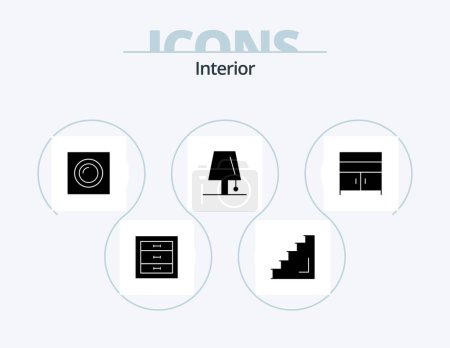 Ilustración de Interior Glyph Icon Pack 5 Icon Design. relámpago. lámpara. escaleras. interior. empotrado - Imagen libre de derechos