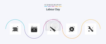 Illustration for Labour Day Glyph 5 Icon Pack Including tool. labour. hand. labor. day - Royalty Free Image