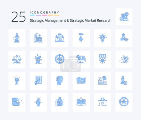 Illustration for Strategic Management And Strategic Market Research 25 Blue Color icon pack including bulb. break. chess. crash. technology - Royalty Free Image