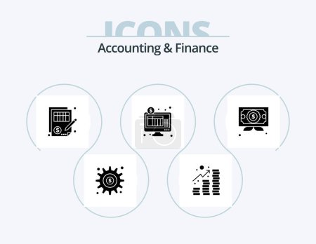 Illustration for Accounting And Finance Glyph Icon Pack 5 Icon Design. online banking. internet. coins. banking. justice - Royalty Free Image