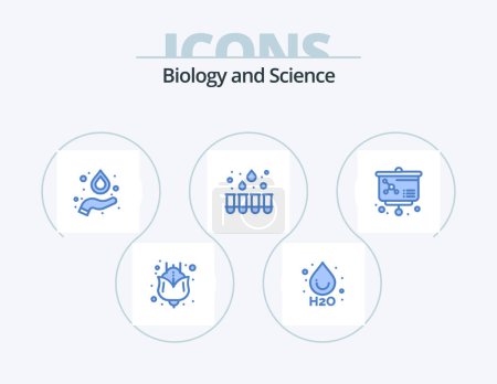Illustration for Biology Blue Icon Pack 5 Icon Design. . . science. molecule. lesson - Royalty Free Image