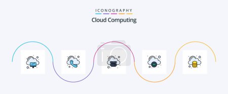 Ilustración de Cloud Computing Line Filled Flat 5 Icon Pack Including data. delete. cloud. remove. cloud - Imagen libre de derechos