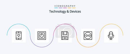 Illustration for Devices Line 5 Icon Pack Including plug. cord. safe. products. electronics - Royalty Free Image