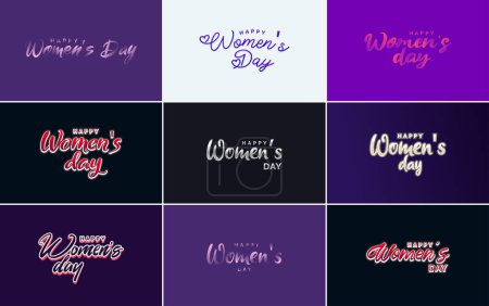 Ilustración de Set of Happy International Woman's Day signs. emblems. and vector design elements. including signs. labels. and badges collection suitable for use in a variety of designs - Imagen libre de derechos