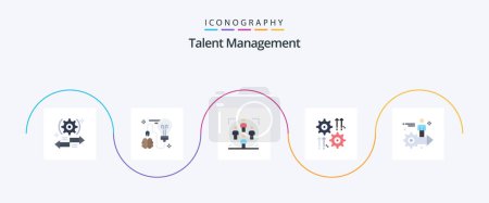 Téléchargez les illustrations : Talent Management Flat 5 Icon Pack Including cog. setting. bulb. family. group - en licence libre de droit