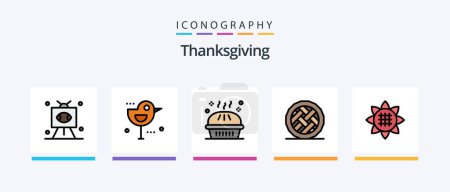 Ilustración de Thanksgiving Line Filled 5 Icon Pack Including halloween. celebration. harvest. pumpkin pie. holiday. Creative Icons Design - Imagen libre de derechos